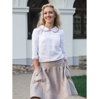 Peter Pan Collar Blouse, White Linen Vintage - Inspired Top, Two Color Sustainable Fashion Clothing | Etsy (CAD)