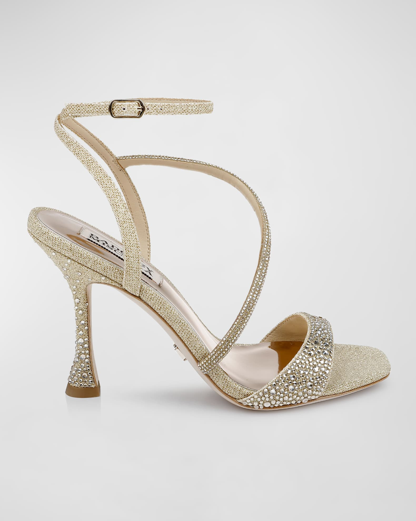 Badgley Mischka Sally Rhinestone Satin High-Heel Sandals | Neiman Marcus
