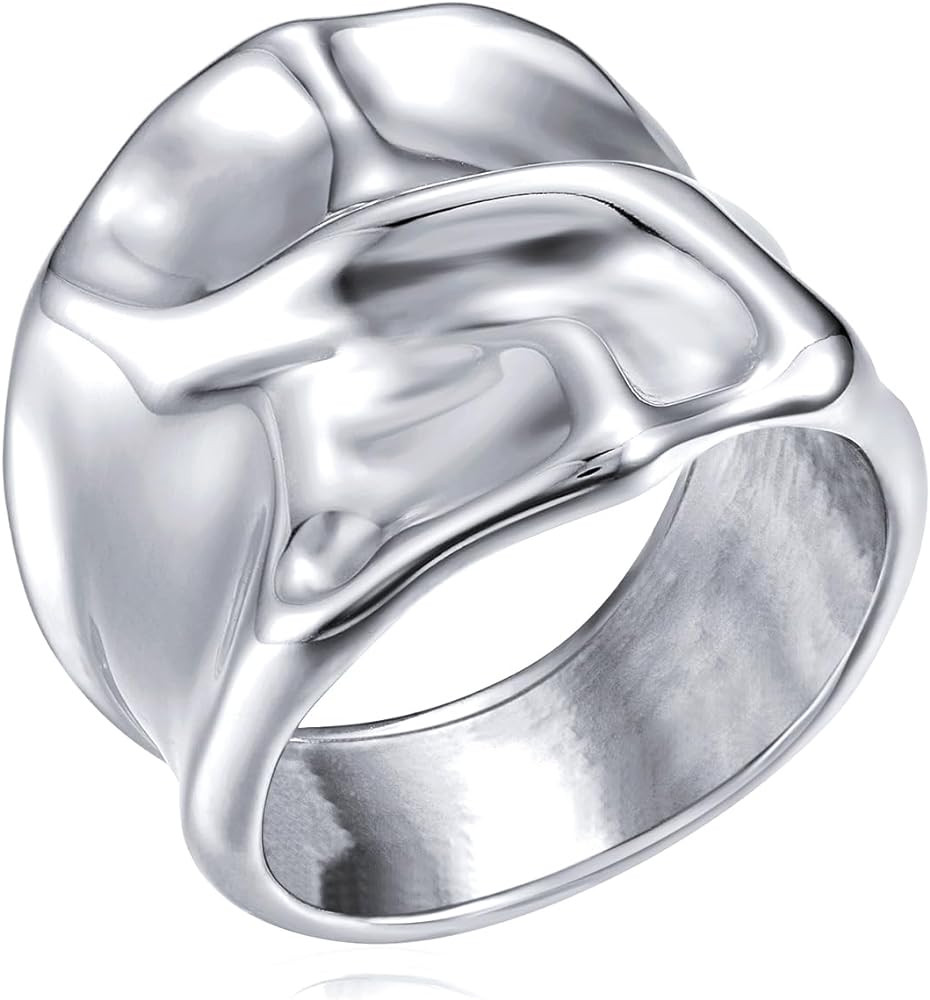 YADUDA Gold Silver Rings Set for Women Chunky Statement Rings ZC Dome Evil Eye Croissant ring Thi... | Amazon (US)