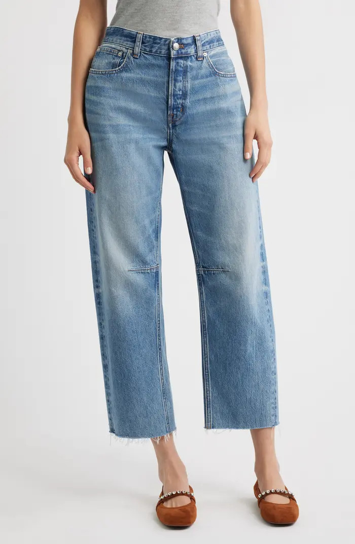 Madewell The Darted Barrel Leg Jeans: Raw Hem Edition | Nordstrom | Nordstrom