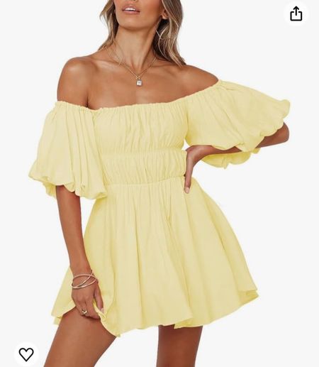 Affordable off the shoulder, yellow summer dress

Dokotoo Womens Off The Shoulder Summer Dresses 2024 Short Lantern Sleeve Ruffle Elastic Waist A-Line Casual Mini Dress