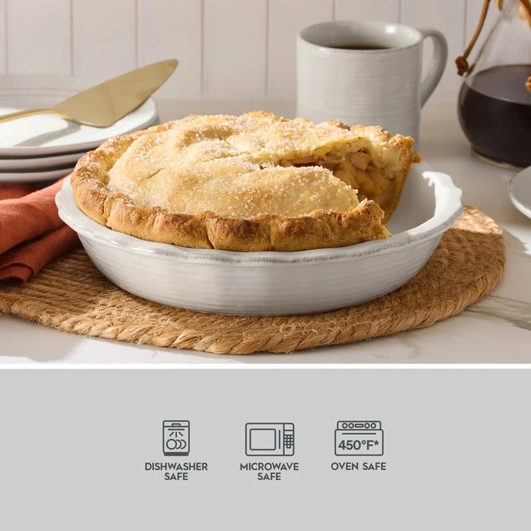Better Homes & Gardens Artisan 10.5 Inch Cream Stoneware Pie Dish | Walmart (US)
