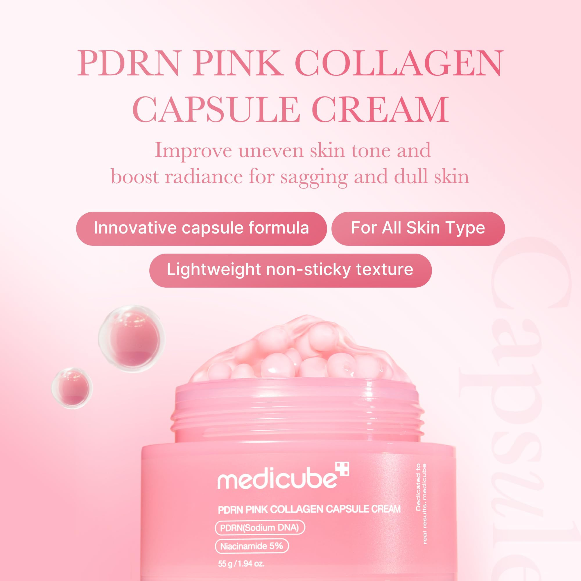 medicube Capsule Cream with Salmon DNA PDRN Pink Collagen | Lightweight Moisturizing Cream with P... | Amazon (US)