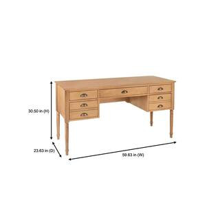 Home Decorators Collection 60 in. Rectangular Patina 5 Drawer Writing Desk with Keyboard Tray WD-... | The Home Depot