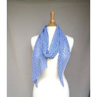Diagonal Lace Scarf, Lavender Periwinkle, 100% Silk, Hand Knit Bias, Lacy Wrap Women Teen Girls | Etsy (US)