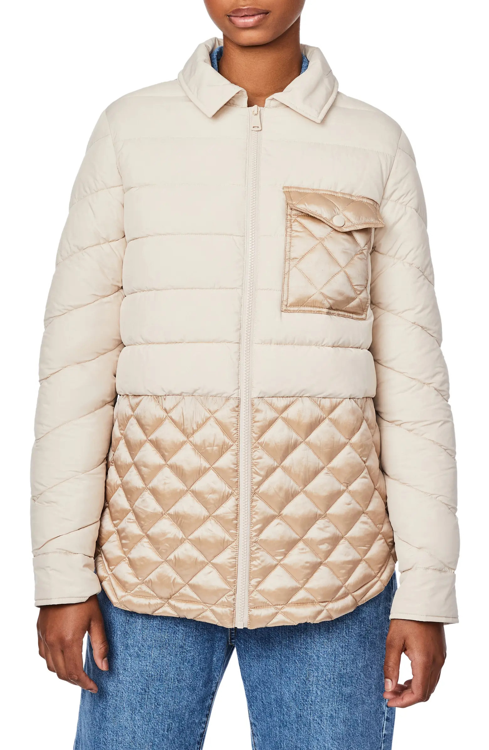 Bernardo Quilted Water Resistant Packable Puffer Shirt Jacket | Nordstrom | Nordstrom