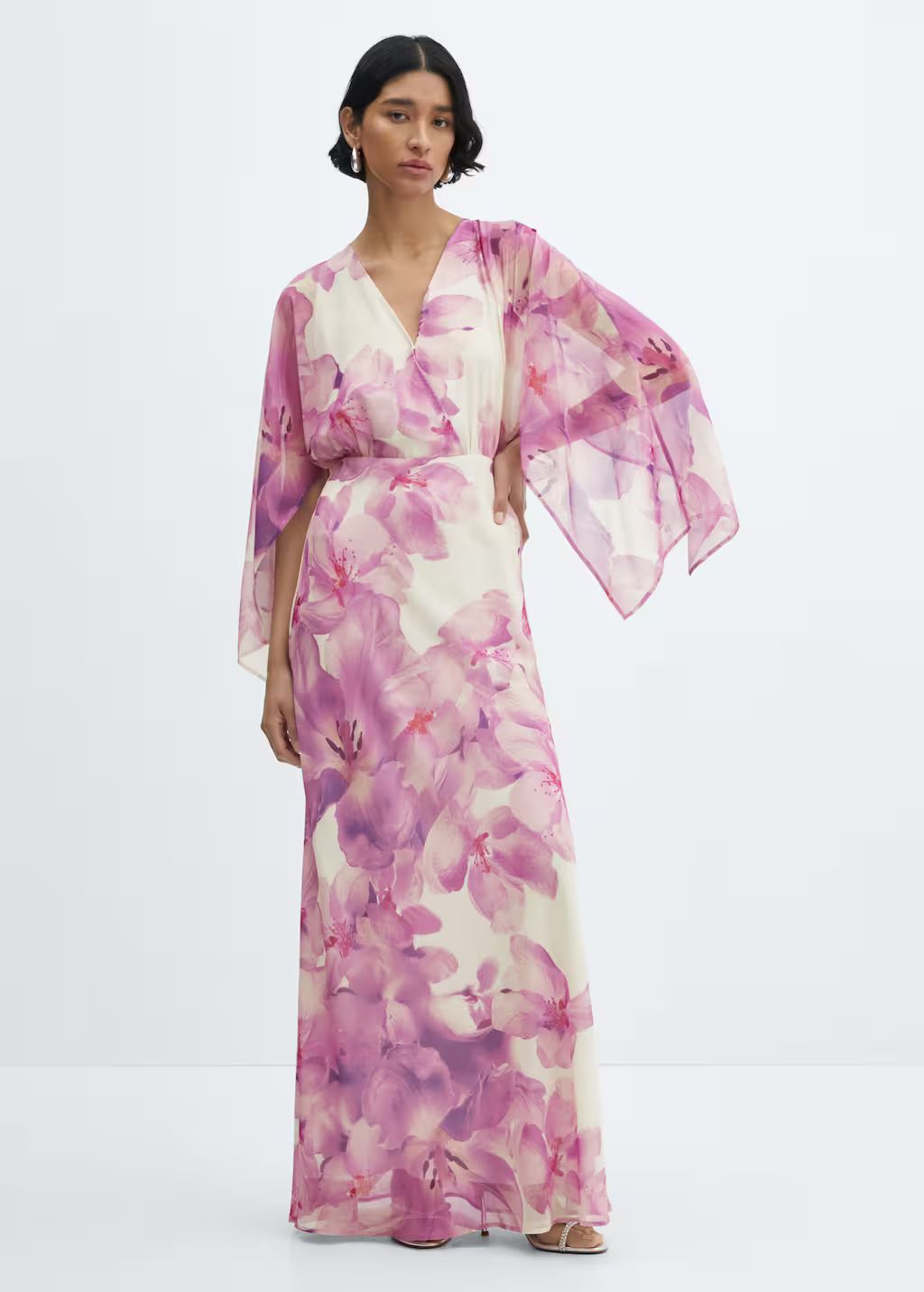 Floral wrap neckline dress | MANGO (US)