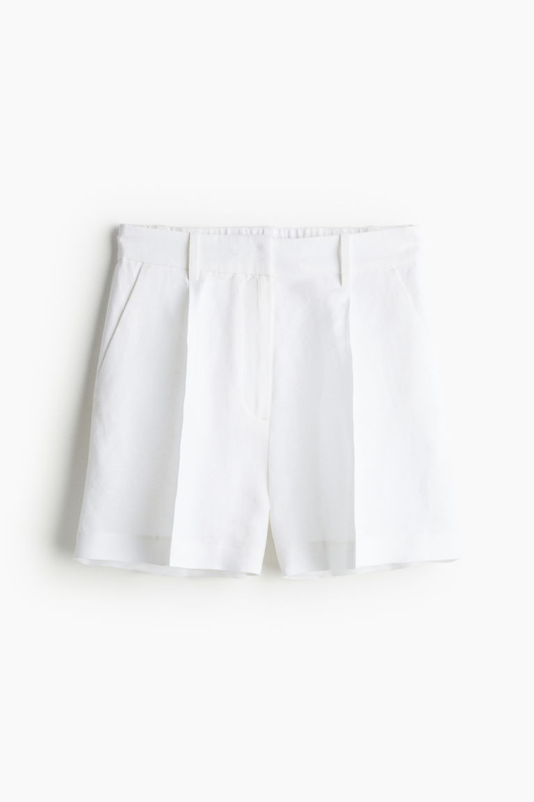 H & M - Linen-blend shorts - White | H&M (UK, MY, IN, SG, PH, TW, HK)