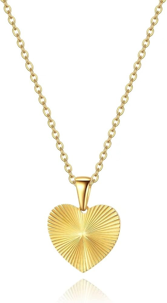 FAANCU 14K Gold Plated Heart Necklace Tiny Pendant Dainty Necklace for Women Cute Personalized Mi... | Amazon (US)