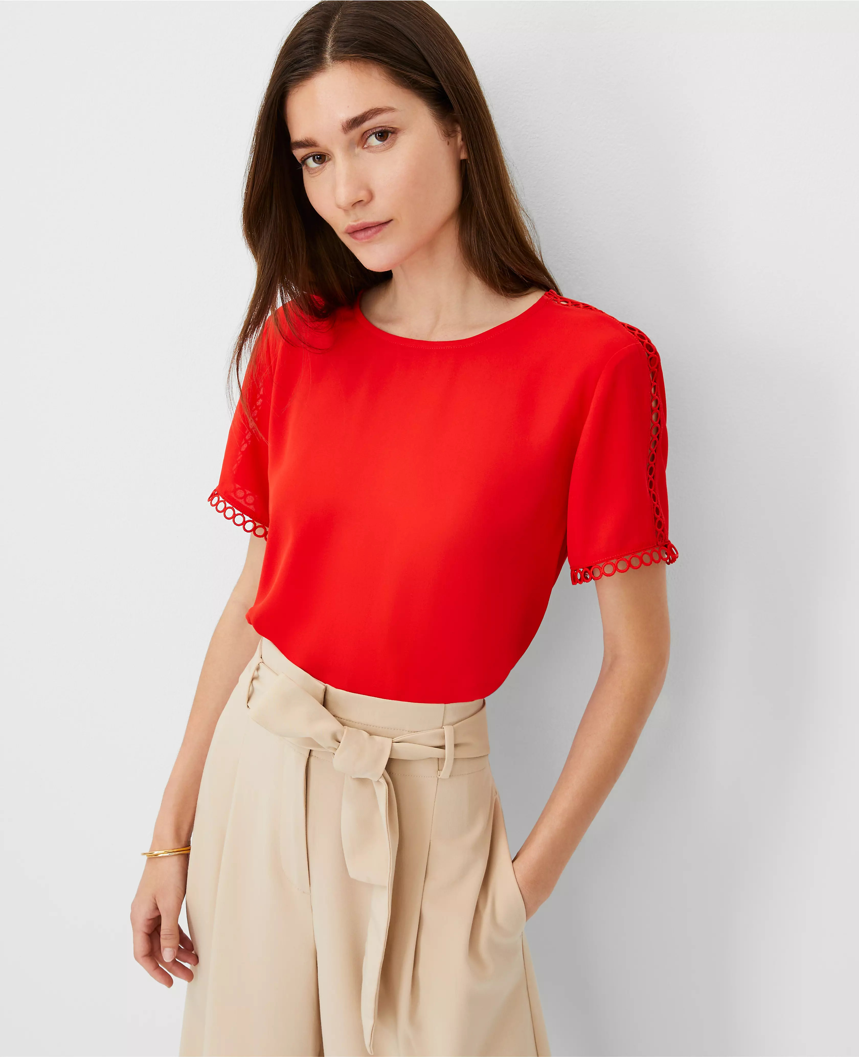 Circle Trim Mixed Media Tee | Ann Taylor (US)