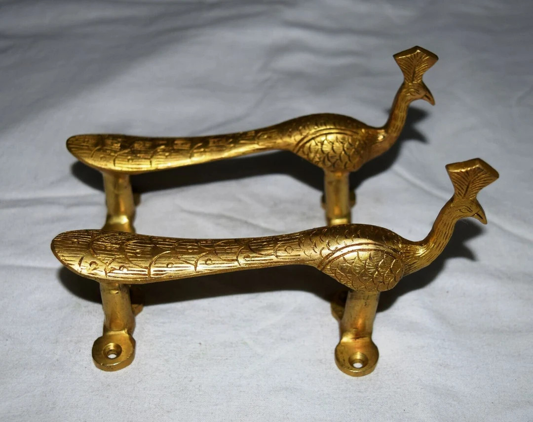 Brass Peacock Curve Base Door Handle | Peafowl Bird Shape Cupboard Pull | Study Table Drawer Pull... | Etsy (US)