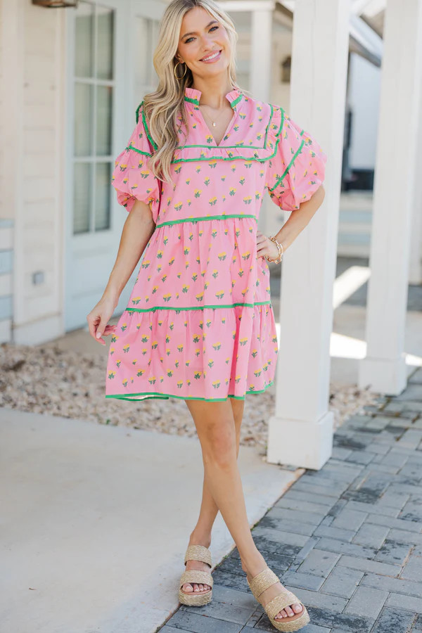 Meadow Muse Pink Ditsy Floral Dress | The Mint Julep Boutique
