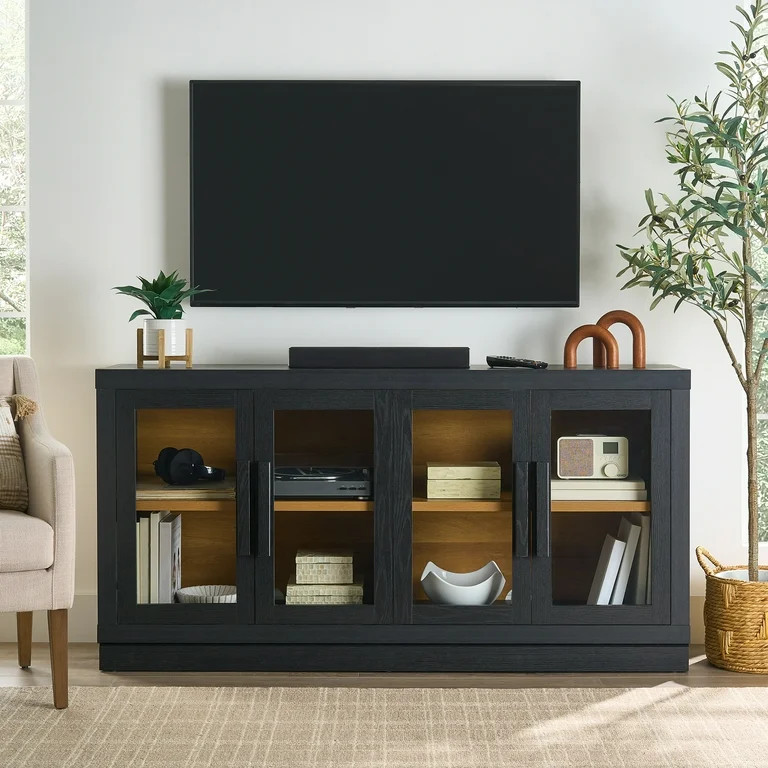 Better Homes & Gardens Ezra TV Stand for TV's up to 70", Rich Black finish | Walmart (US)