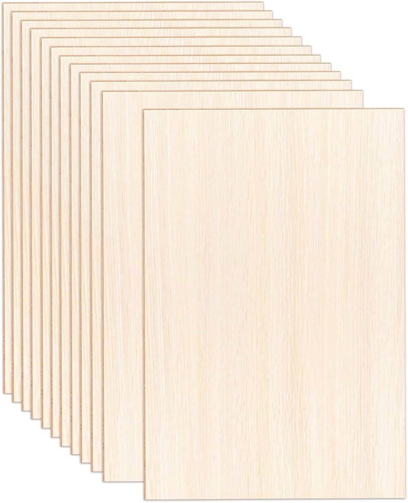 12 Pack Basswood Sheets - 12 x 8 x 1/13 Inch Thin Plywood for Crafts, Architectural Models, Laser... | Amazon (US)