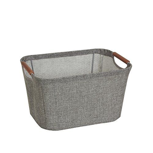 Household Essentials 623 Small Tapered Soft-Side Storage Bin with Wood Handles, Gray | Amazon (US)