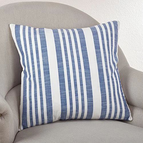 Fennco Styles 20-inch Nautical Striped Down Filled Throw Pillow, 3 Colors (French Blue) | Walmart (US)