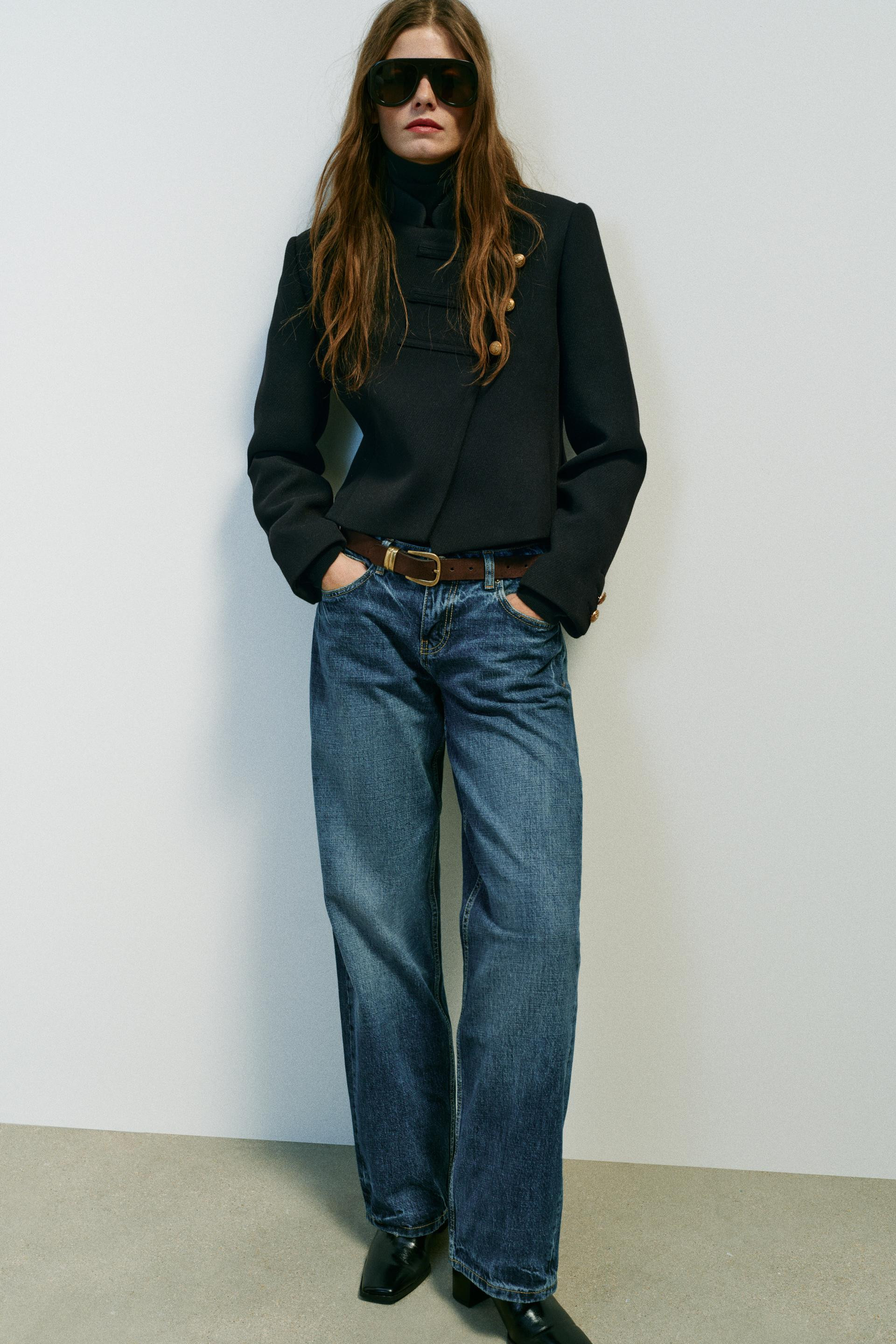 Zara - Cropped Double-Breasted Jacket - Black - M - Woman | Zara US