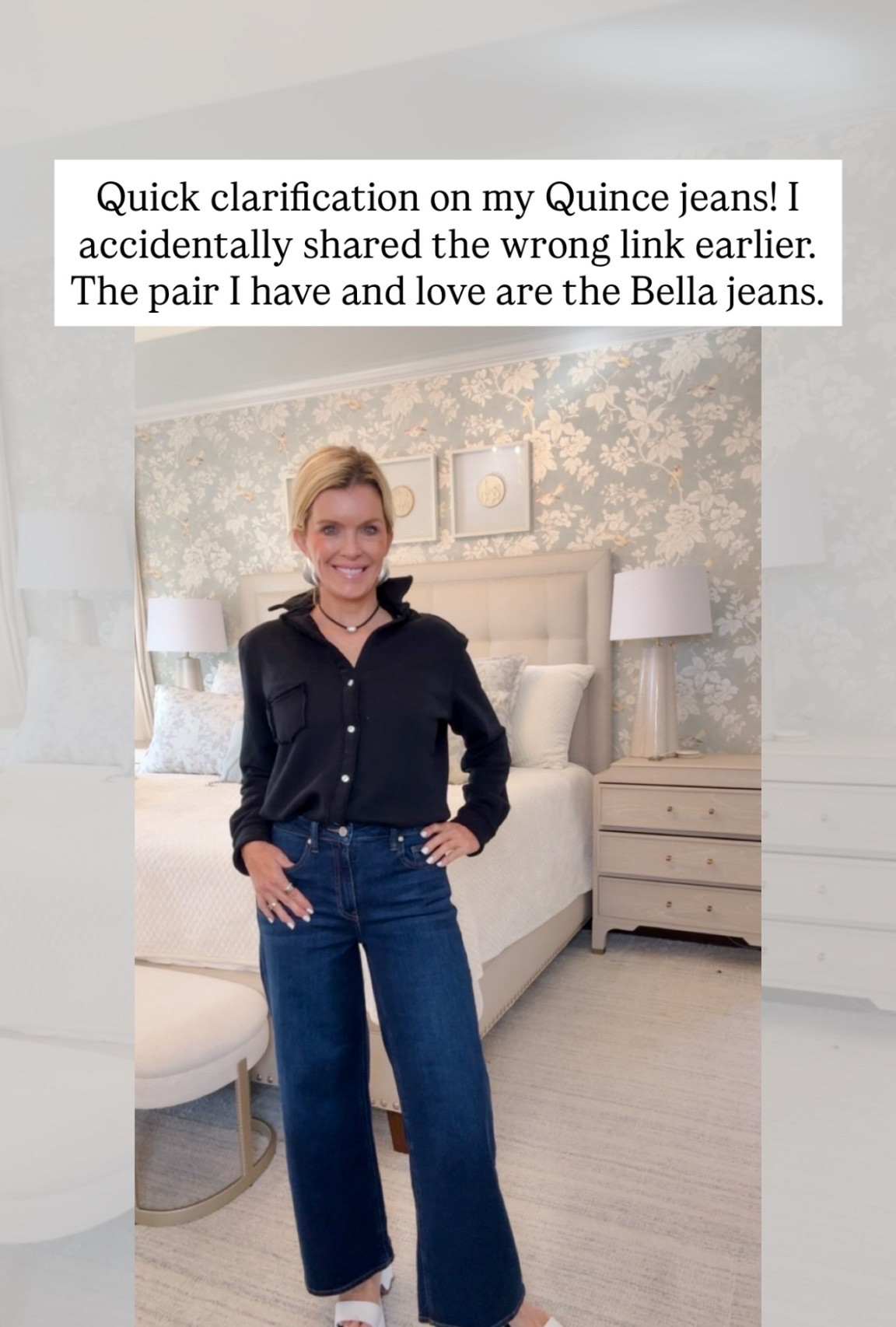 Quick clarification on my Quince jeans! I accidentally shared the wrong link earlier. The pair I have and love are the Bella jeans.