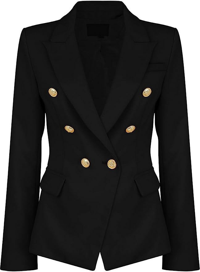 Womens Double Breasted Military Style Blazer Ladies Coat Jacket | Amazon (US)