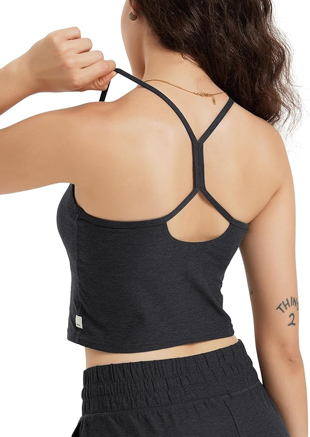 ODODOS Women's Slim Racerback Cropped Tank – Stratum Tech Sports Bra, Ultra Soft UPF 50+ Cami T... | Amazon (US)