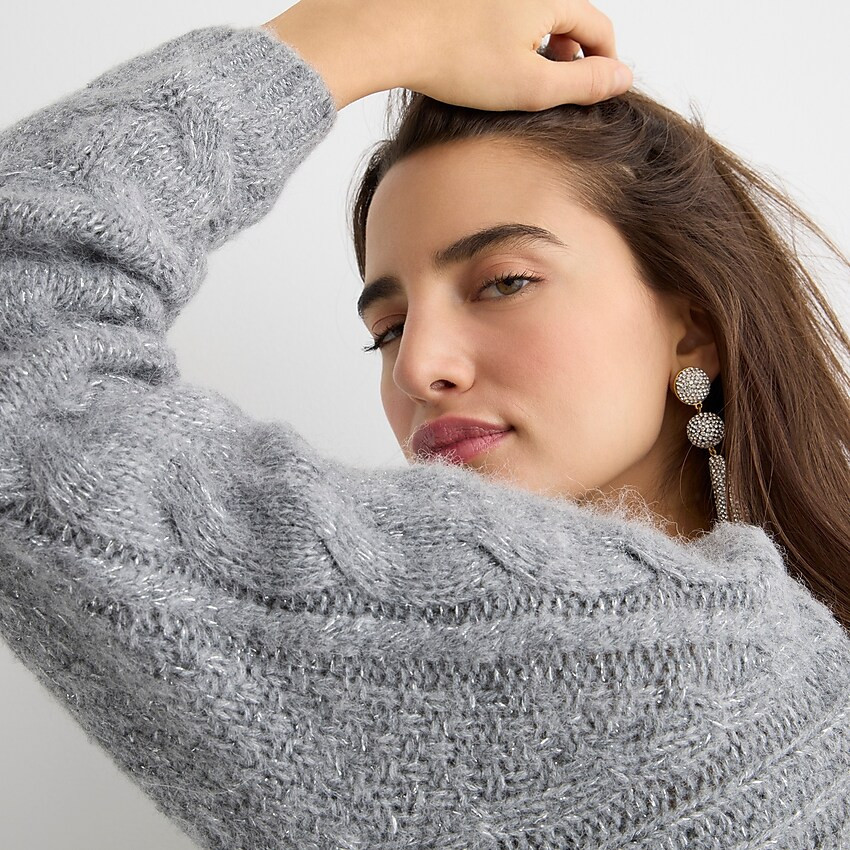 Metallic cable-knit sweater | J. Crew US