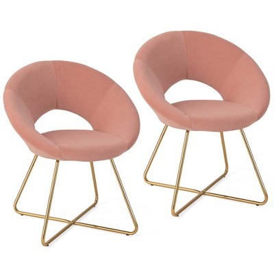 Costway Set of 2 Modern Velvet Accent Chair Upholstered Vanity Leisure Chair Metal Legs | Target