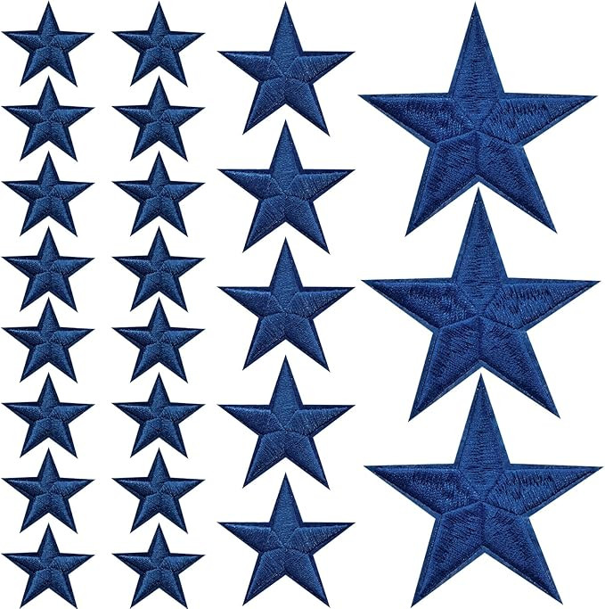 PAGOW 24 Pcs Blue Star Iron on Patch, Sew on Star Embroidered Patches, Iron on Stars Fabric Patch... | Amazon (US)