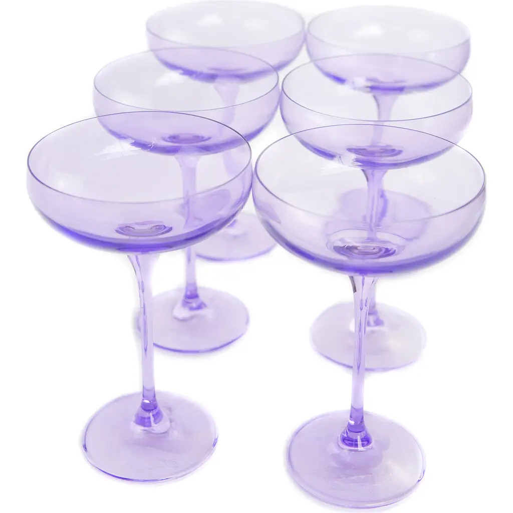 Estelle Colored Glass Set of 6 Stem Coupes in Lavender at Nordstrom | Nordstrom
