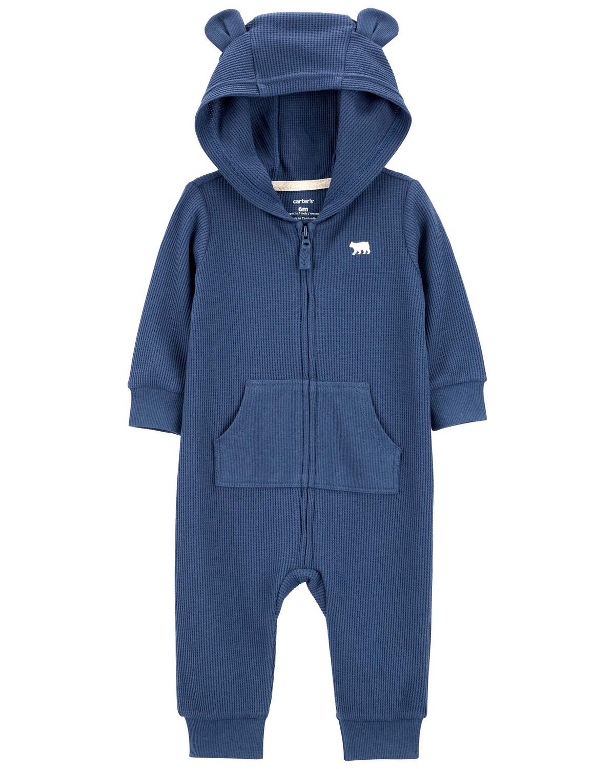 Navy Baby Zip-Up Hooded Thermal Jumpsuit | carters.com | Carter's