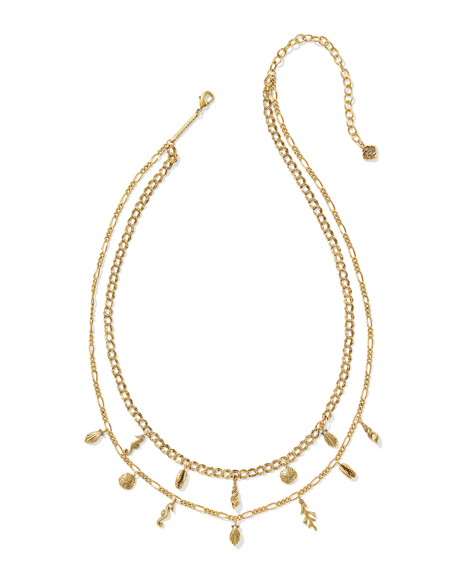 Alexa Vintage Gold Multi Strand Necklace White Crystal | Hello Molly (US)