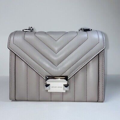 Michael Michael Kors Whitney Quilted Leather Shoulder Bag – Pearl Grey/Silver 192317868821 | eB... | eBay US