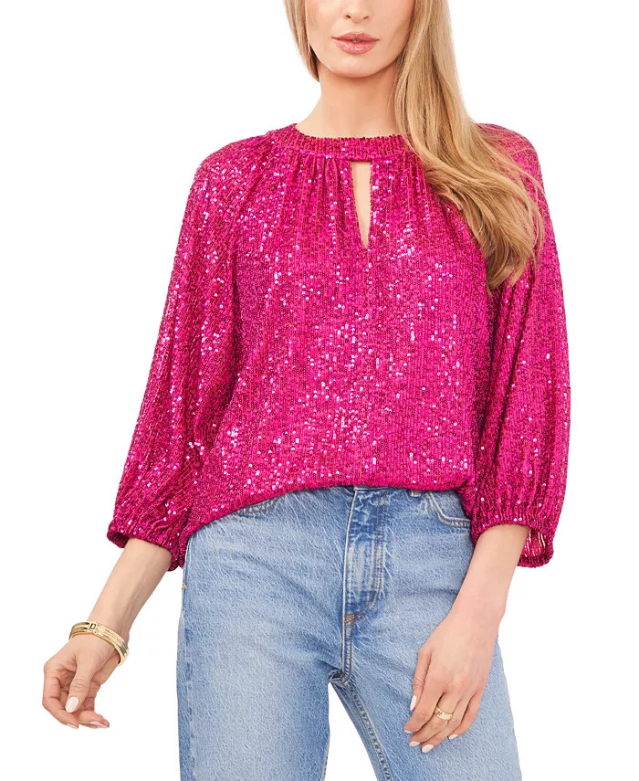 Women's Keyhole Detail Raglan Sleeve Top | Macy's