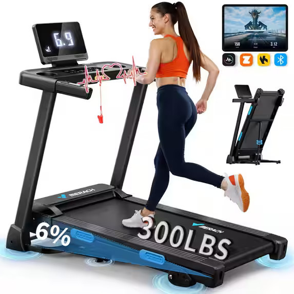MERACH - T12 Incline Treadmill 0.5-7.5MPH 2.5HP Brushless Double Deck Incline Foldinng Treadmill LED Display with APP - Black | Best Buy U.S.