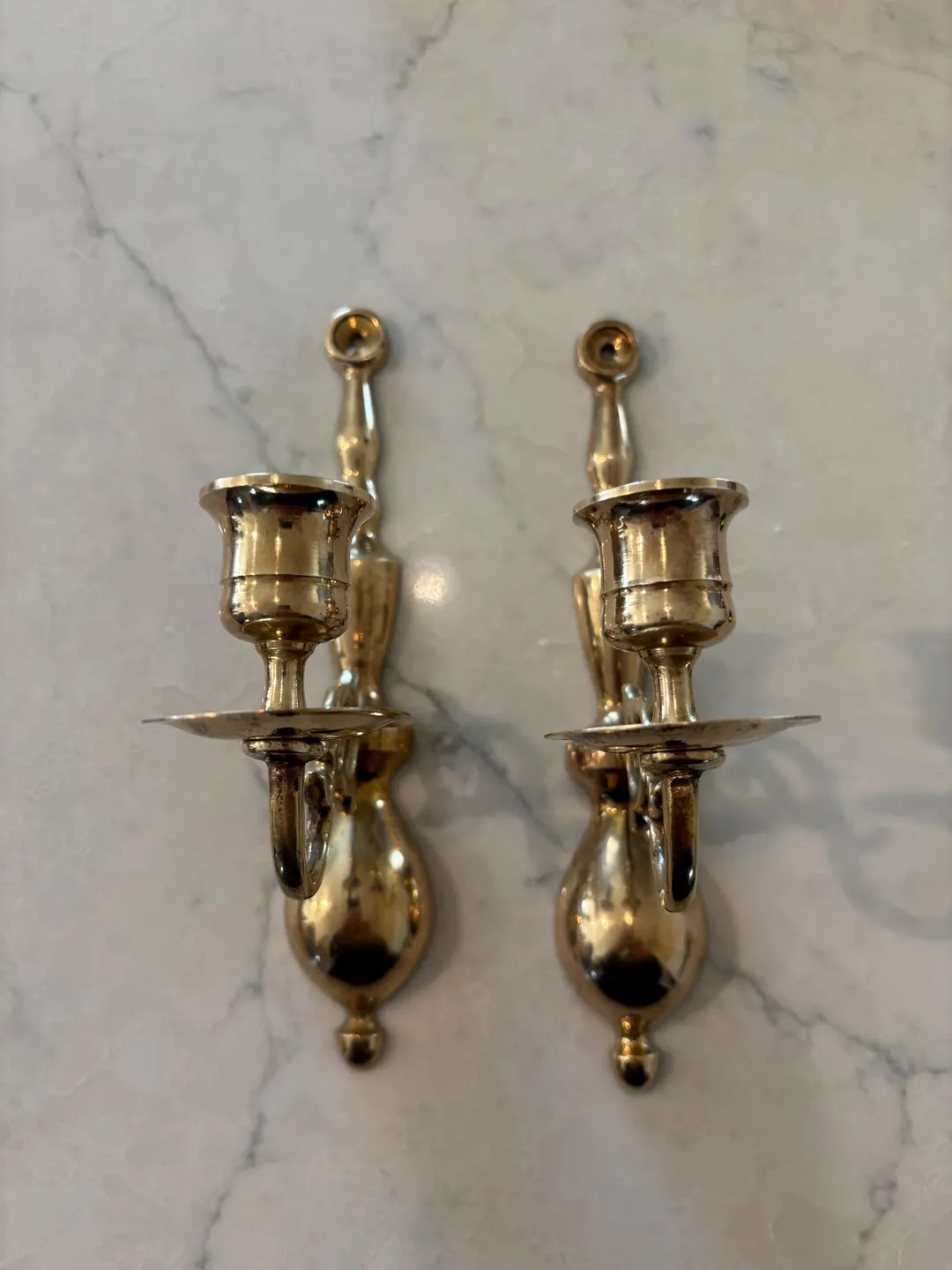 Vintage Brass Candle Stick Holders Wall Sconces - Etsy | Etsy (US)