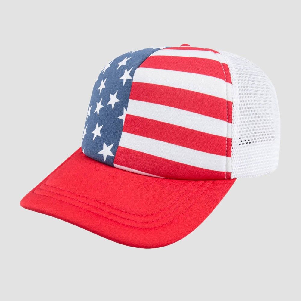 Wemco Men's Americana USA Red Flag Brim Trucker Hat - Red | Target