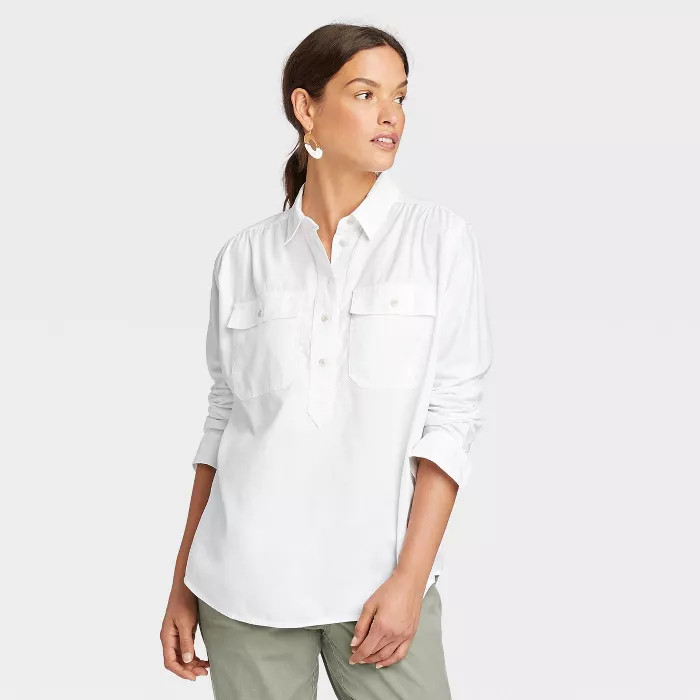 Women's Long Sleeve Button-Down Shirt - Universal Thread™ White M | Target