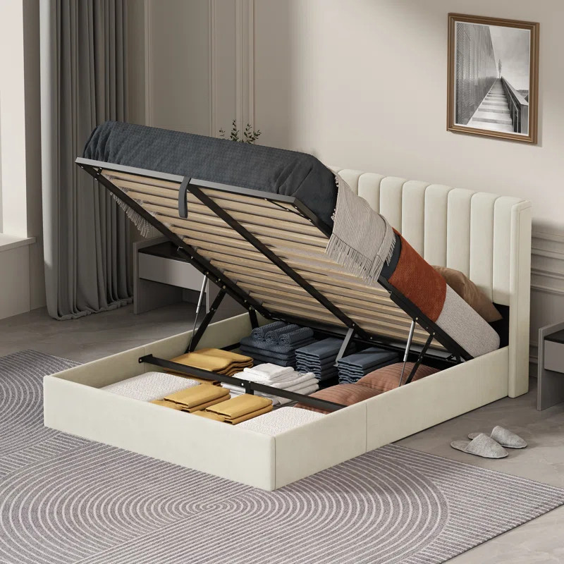 Daizia Lift Up Storage Platform Bed with Winback Headboard | Wayfair North America