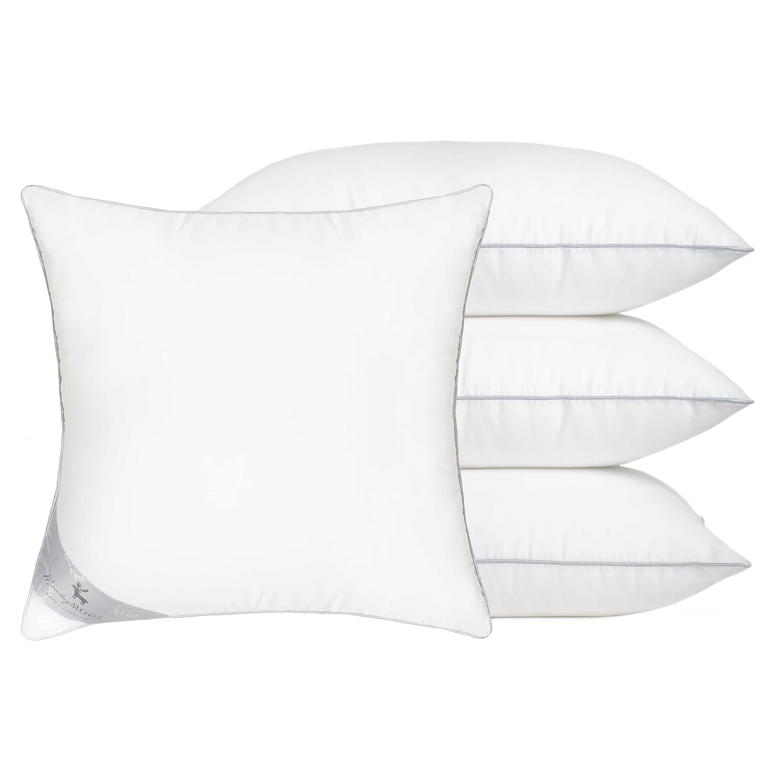 MONDAY MOOSE Throw Pillow Inserts, Set of 4 White Soft Microfiber Piping Designs, Square Pillows ... | Amazon (US)