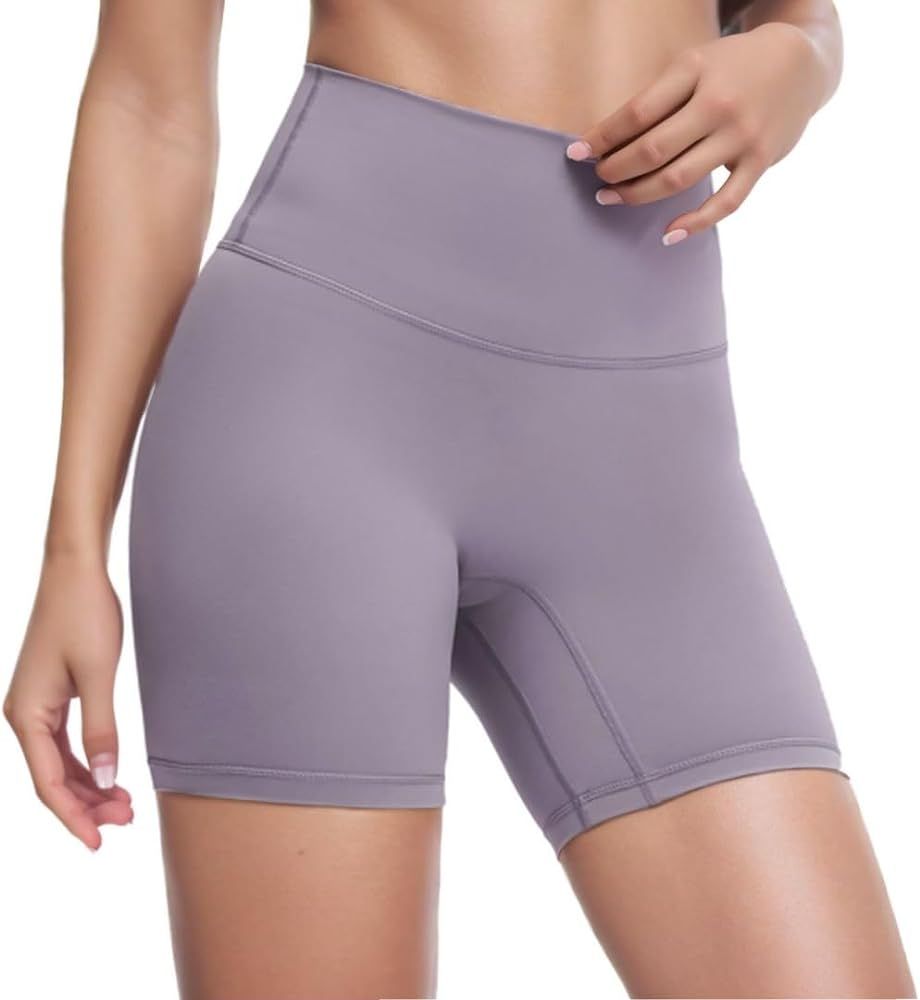 Yoga Shorts with Tummy Control No Front Seam High Waist Booty Athletic Workout Gym Biker Running ... | Amazon (US)