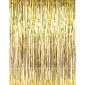 GOER 3.2 ft x 9.8 ft Metallic Tinsel Foil Fringe Curtains for Party Photo Backdrop Wedding Decor ... | Amazon (US)