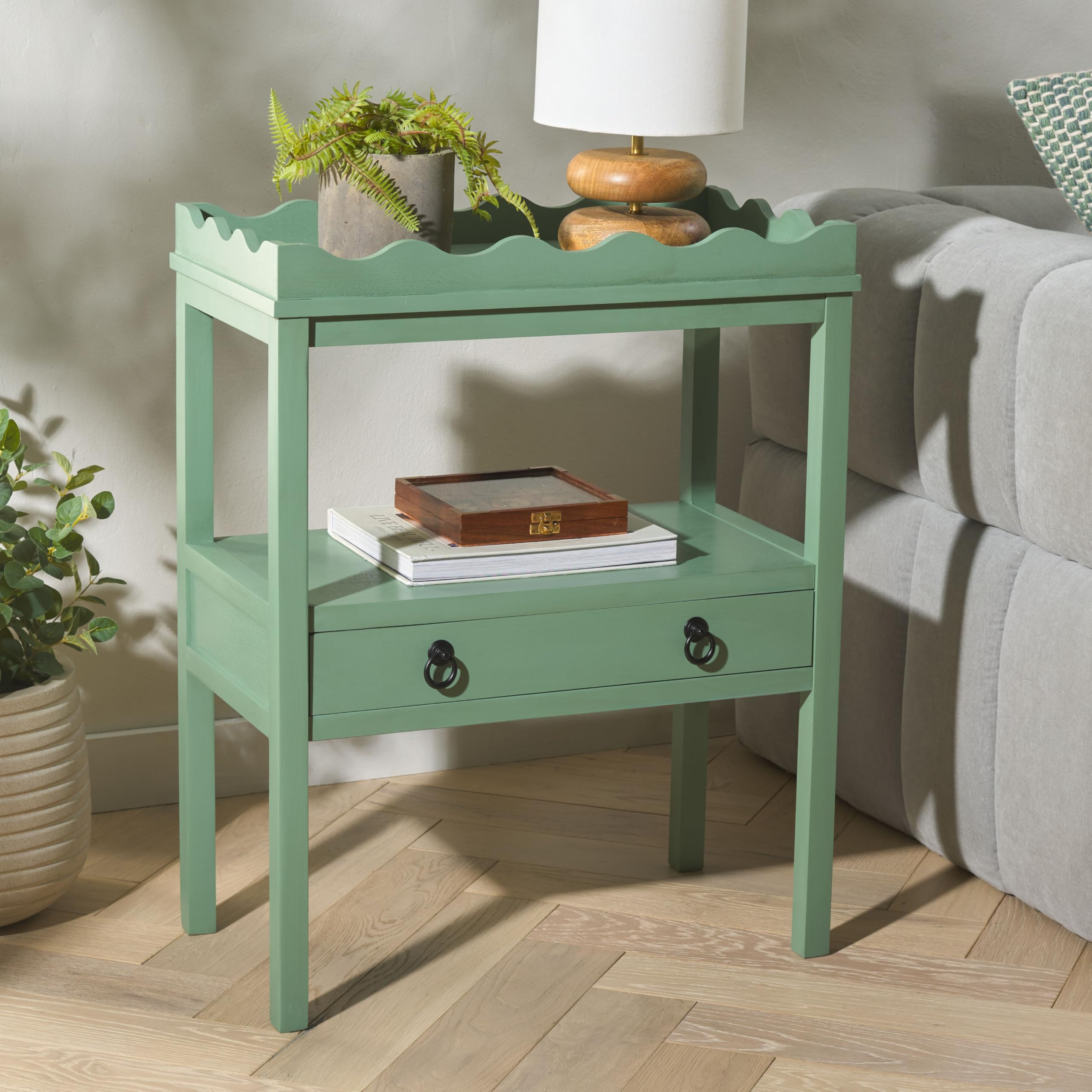 SAFAVIEH Home Collection Darlyn Sage Green 1-Drawer Rectangle Accent Table | Amazon (US)