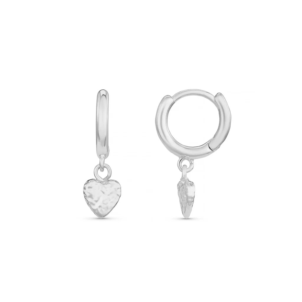 Molten Heart Drop Micro Hoop Earrings - Silver | Orelia