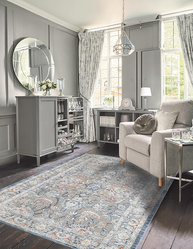 Laura Ashley Turkish Mystic Chenille Area Rug - Genevive | Modern Home Décor | Measures 5'X7' | ... | Amazon (US)