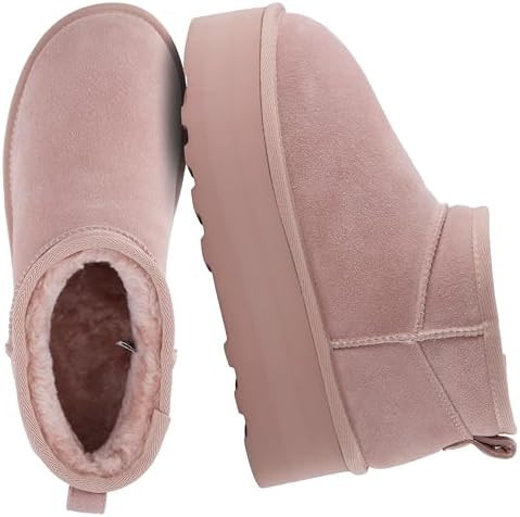 CUSHIONAIRE Hippy Women’s Platform Ankle Boots – Genuine Suede, Faux Fur Lining, Cozy Winter ... | Amazon (US)