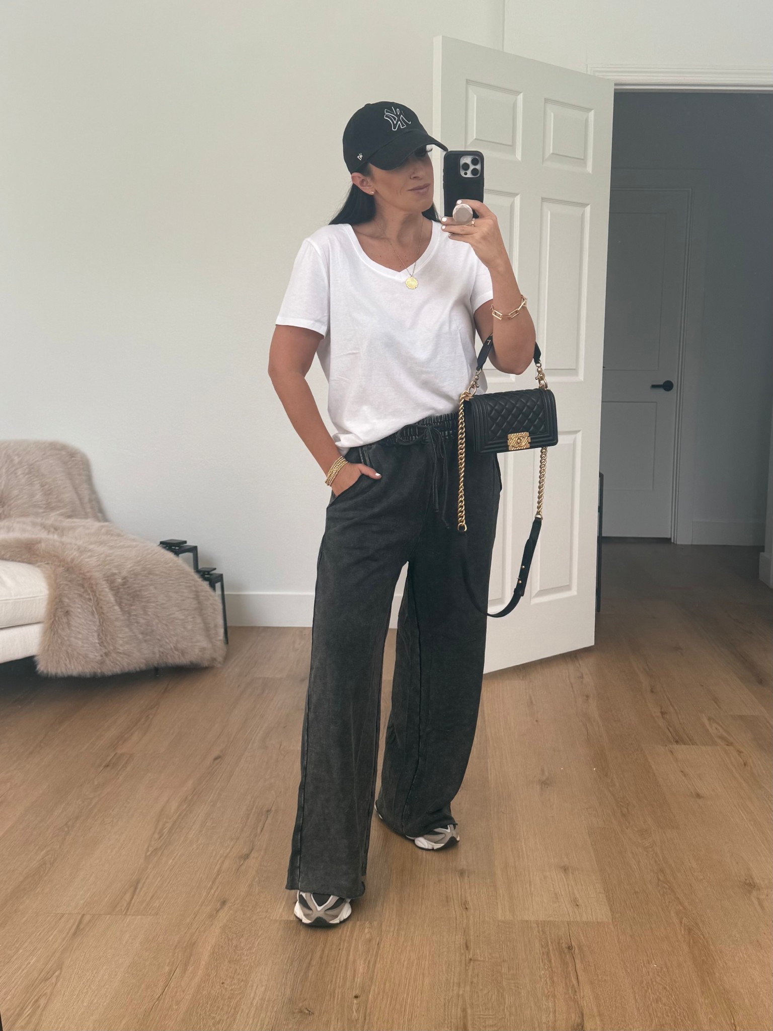 Acid Wash Palazzo Sweatpants wearing size medium. 