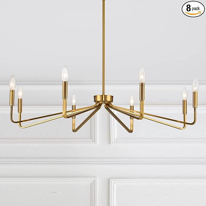 38" Gold Chandeliers for Dining Room, 8-Light Modern Farmhouse Chandelier Light Fixture, Brushed ... | Amazon (US)