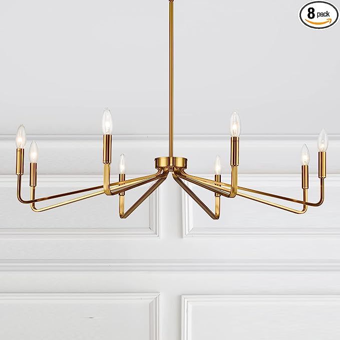 38" Gold Chandeliers for Dining Room, 8-Light Modern Farmhouse Chandelier Light Fixture, Brushed ... | Amazon (US)
