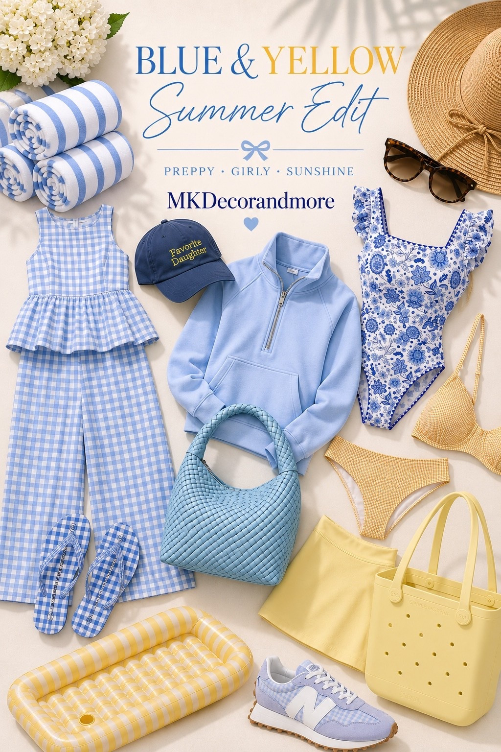 💙 BLUE & YELLOW SUMMER EDIT 💛

If summer had a color palette, this would be it.

From gingham prints and breezy blues to sunny yellow accents and poolside essentials, these are the pieces I’m loving right now for creating that effortless preppy summer vibe. ☀️🩵

#SummerStyle #PreppyStyle #CoastalStyle #SummerFinds #LTKStyle #WalmartFinds #AmazonFinds #BlueAndYellow #NancyMeyersStyle #MKDecorandmore

#LTKootd #LTKSeasonal #LTKOver40