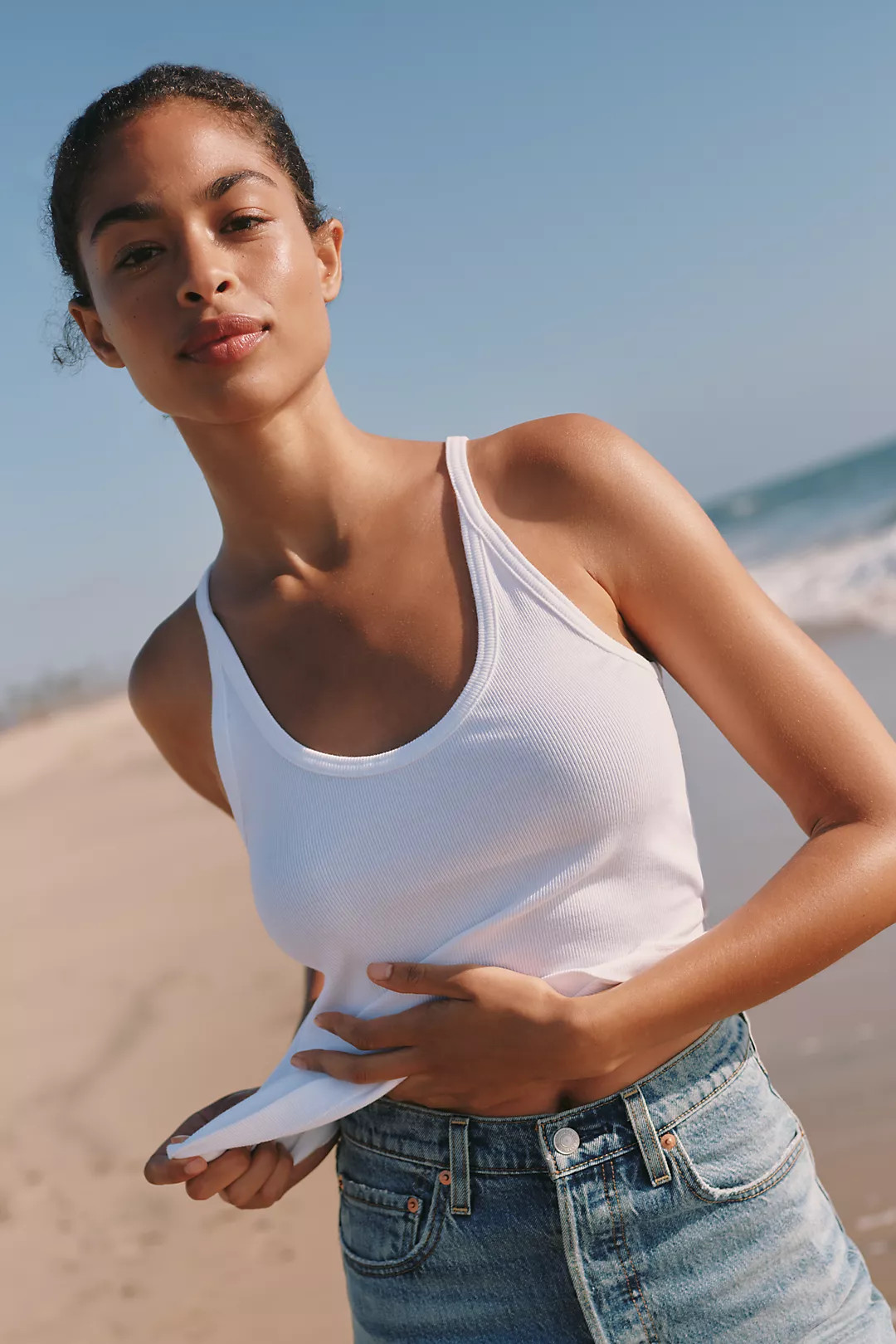 Sunsette Ribbed Strappy Tank by Pilcro | Anthropologie (US)