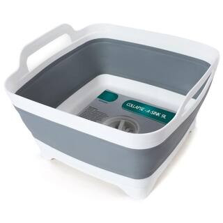 Collapsible 7.9 in. High 15.2 in. Long Dish Basin with Drain Plug Space-Saving Wash Basin for Kit... | The Home Depot